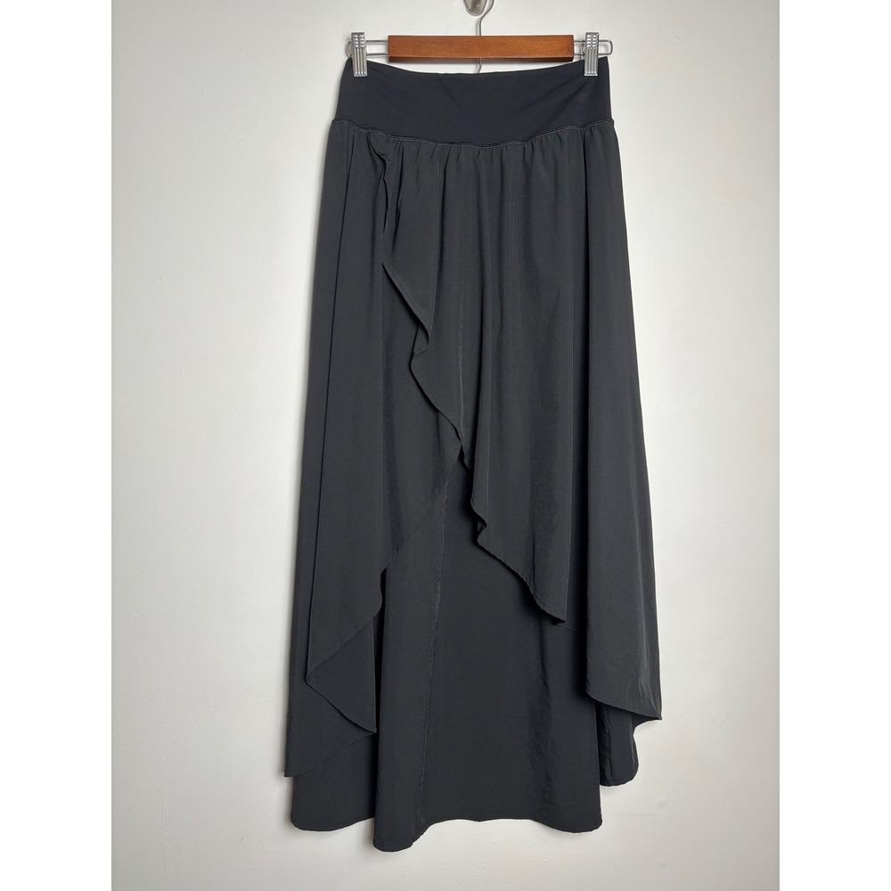 IUGA Womens High Low Athletic Skirt M Black Faux Wrap Flowy Built-in Shorts